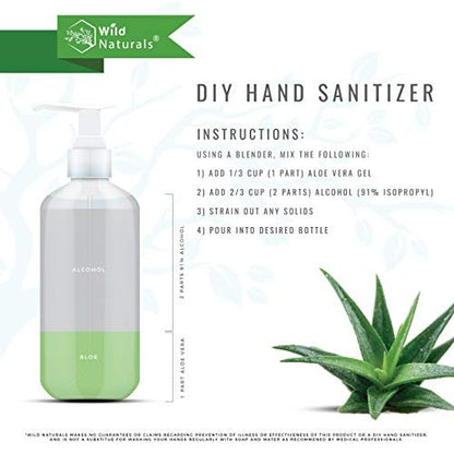 Wild Naturals Pure Aloe Vera Gel Hand Cleaner - Organic Waterless Purifying Wash with Manuka Honey, Witch Hazel, Peppermint, Oregano, Rosemary & Tea Tree Oil - 8 fl oz Avelisse
