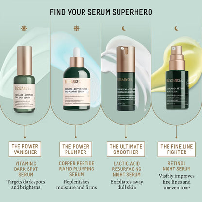 Biossance Squalane + Lactic Acid Resurfacing Night Serum - Vegan 10% Lactic Acid Face Serum for Skin Texture and Fine Lines, Gentle Night Exfoliant, Hydrating Pore Reducer, 1 oz Avelisse