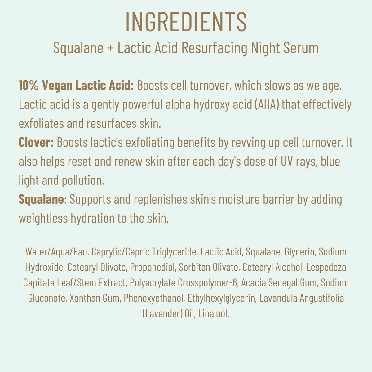 Biossance Squalane + Lactic Acid Resurfacing Night Serum - Vegan 10% Lactic Acid Face Serum for Skin Texture and Fine Lines, Gentle Night Exfoliant, Hydrating Pore Reducer, 1 oz Avelisse
