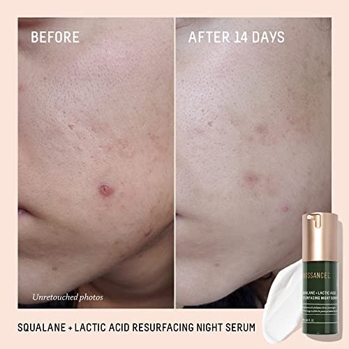 Biossance Squalane + Lactic Acid Resurfacing Night Serum - Vegan 10% Lactic Acid Face Serum for Skin Texture and Fine Lines, Gentle Night Exfoliant, Hydrating Pore Reducer, 1 oz Avelisse