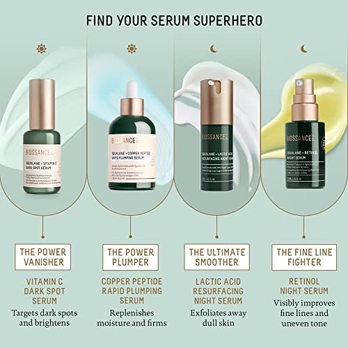 Biossance Squalane + Lactic Acid Resurfacing Night Serum - Vegan 10% Lactic Acid Face Serum for Skin Texture and Fine Lines, Gentle Night Exfoliant, Hydrating Pore Reducer, 1 oz Avelisse