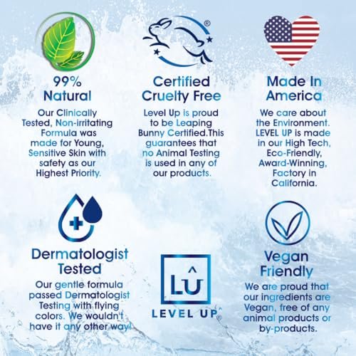 Level Up Boys Deodorant – Aluminum-Free, Alcohol-Free, Paraben-Free, 24 Hr Odor Protection, Clean Fresh Scent, for Kids & Tweens, Made in the USA - görsel 8