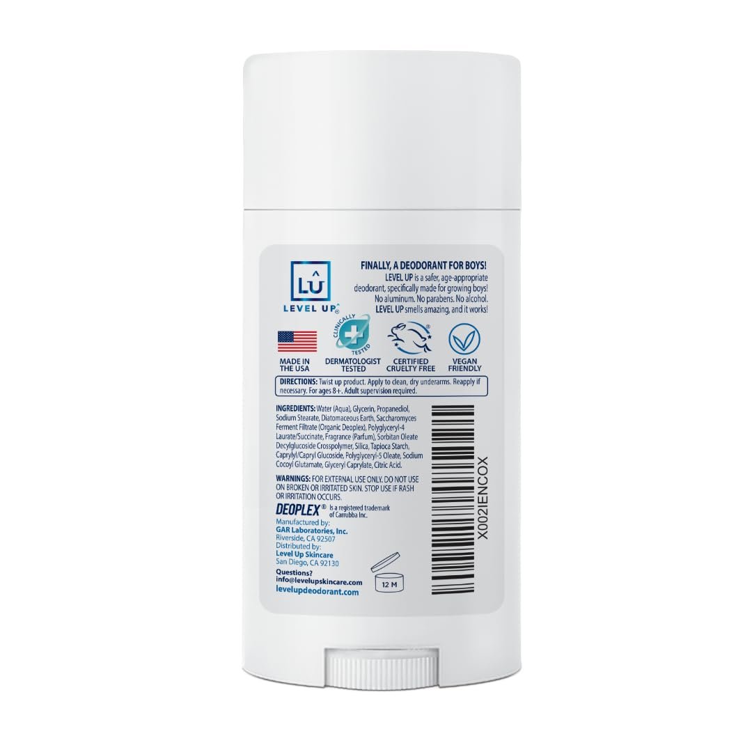 Level Up Boys Deodorant – Aluminum-Free, Alcohol-Free, Paraben-Free, 24 Hr Odor Protection, Clean Fresh Scent, for Kids & Tweens, Made in the USA - görsel 3
