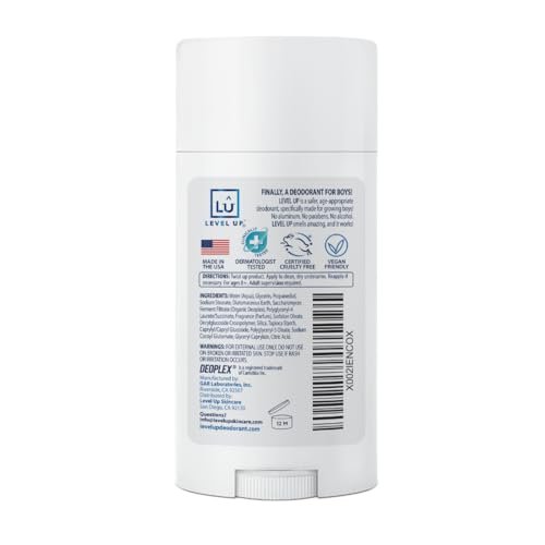 Level Up Boys Deodorant – Aluminum-Free, Alcohol-Free, Paraben-Free, 24 Hr Odor Protection, Clean Fresh Scent, for Kids & Tweens, Made in the USA - görsel 4