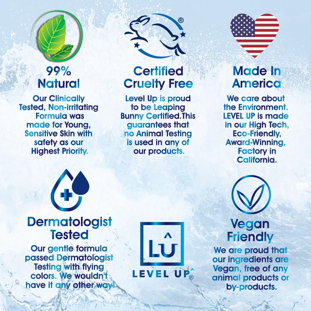 Level Up Boys Deodorant – Aluminum-Free, Alcohol-Free, Paraben-Free, 24 Hr Odor Protection, Clean Fresh Scent, for Kids & Tweens, Made in the USA - görsel 7
