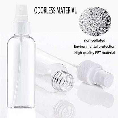 DreiWasser 5-Pack Small Spray Bottles 3.4oz (100ml) Clear PET Plastic for Essential Oils, Perfumes, Travel, Cleaning, Gardening