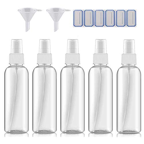 DreiWasser 5-Pack Small Spray Bottles 3.4oz (100ml) Clear PET Plastic for Essential Oils, Perfumes, Travel, Cleaning, Gardening - görsel 1