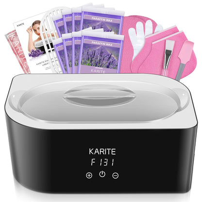 Karite Paraffin Wax Machine for Hands and Feet - 4000ml Wax Bath with Auto-Timer & Keep Warm Function - Moisturizing Paraffin Wax Warmer Kit (Black and White) Avelisse