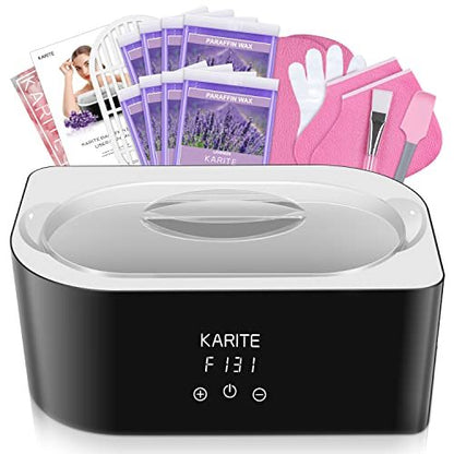 Karite Paraffin Wax Machine for Hands and Feet - 4000ml Wax Bath with Auto-Timer & Keep Warm Function - Moisturizing Paraffin Wax Warmer Kit (Black and White) Avelisse