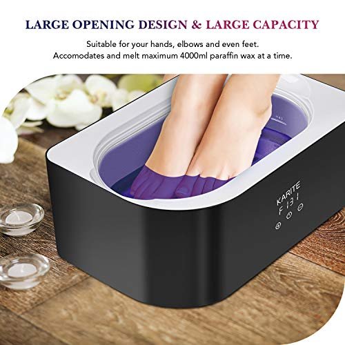 Karite Paraffin Wax Machine for Hands and Feet - 4000ml Wax Bath with Auto-Timer & Keep Warm Function - Moisturizing Paraffin Wax Warmer Kit (Black and White) Avelisse