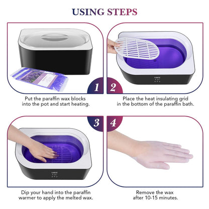 Karite Paraffin Wax Machine for Hands and Feet - 4000ml Wax Bath with Auto-Timer & Keep Warm Function - Moisturizing Paraffin Wax Warmer Kit (Black and White) Avelisse