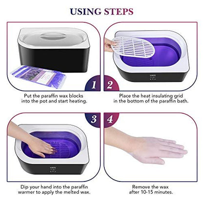Karite Paraffin Wax Machine for Hands and Feet - 4000ml Wax Bath with Auto-Timer & Keep Warm Function - Moisturizing Paraffin Wax Warmer Kit (Black and White) Avelisse