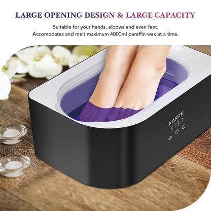 Karite Paraffin Wax Machine for Hands and Feet - 4000ml Wax Bath with Auto-Timer & Keep Warm Function - Moisturizing Paraffin Wax Warmer Kit (Black and White) Avelisse