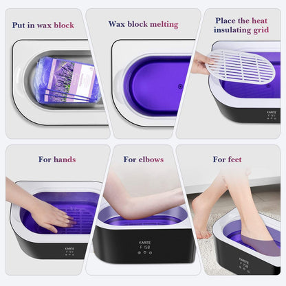 Karite Paraffin Wax Machine for Hands and Feet - 4000ml Wax Bath with Auto-Timer & Keep Warm Function - Moisturizing Paraffin Wax Warmer Kit (Black and White) Avelisse