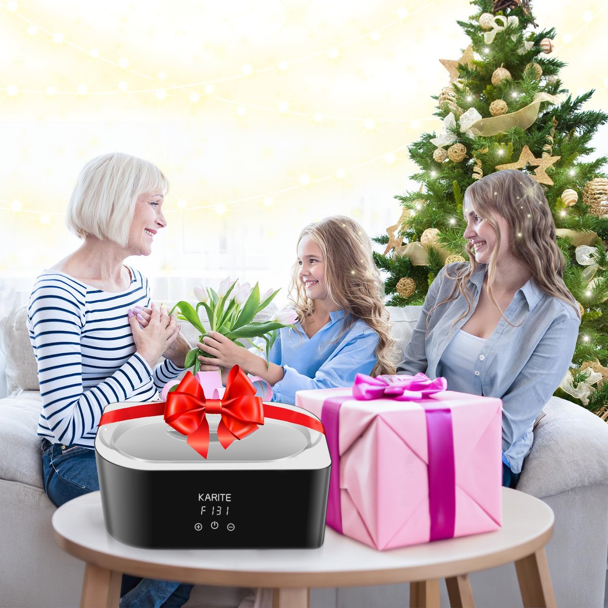 Karite Paraffin Wax Machine for Hands and Feet - 4000ml Wax Bath with Auto-Timer & Keep Warm Function - Moisturizing Paraffin Wax Warmer Kit (Black and White) Avelisse
