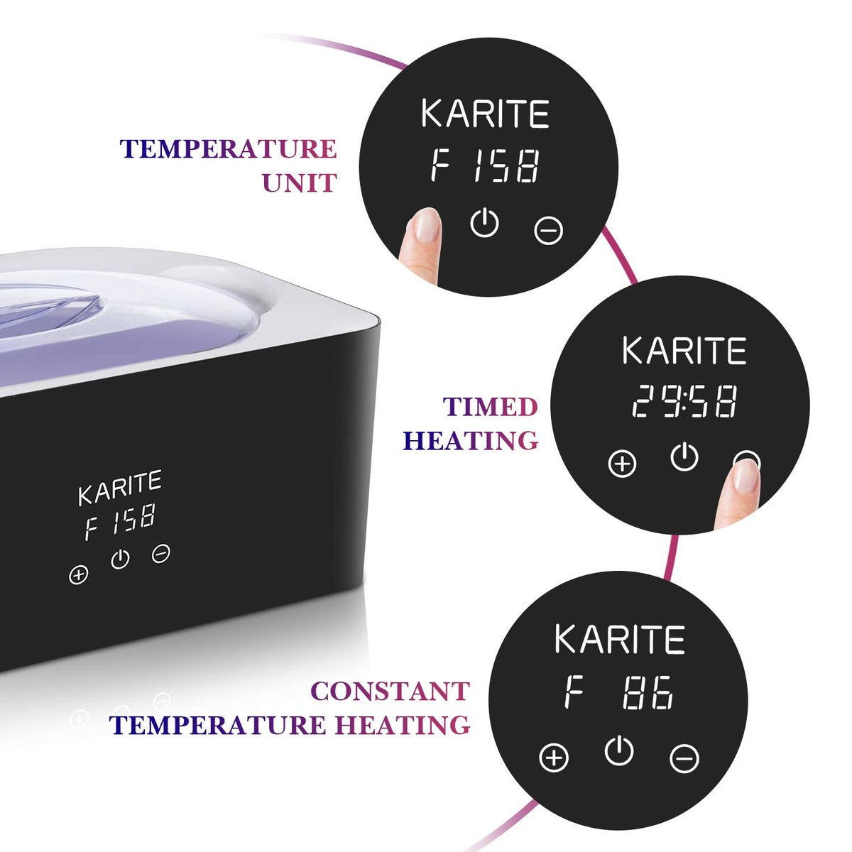 Karite Paraffin Wax Machine for Hands and Feet - 4000ml Wax Bath with Auto-Timer & Keep Warm Function - Moisturizing Paraffin Wax Warmer Kit (Black and White) Avelisse