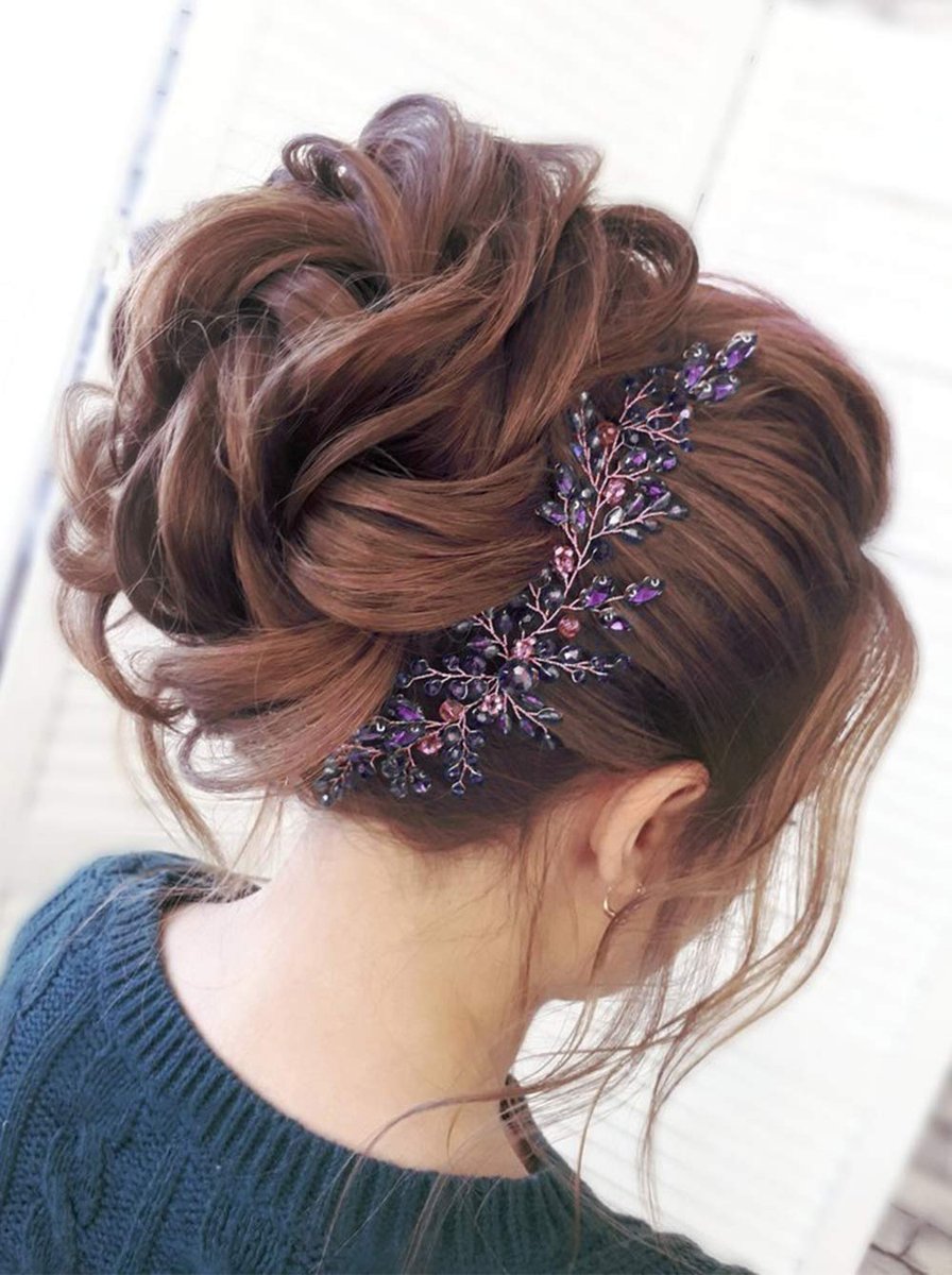 Denifery Emerald Green Rhinestone Wedding Hair Vine - Bridal Silver Jewelry Headpiece - görsel 1