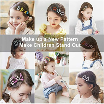 ECADY 100pcs Colorful Metal Snap Hair Clips for Girls, Toddlers, Kids - 2 Inch Multi-Colored Barrette Set