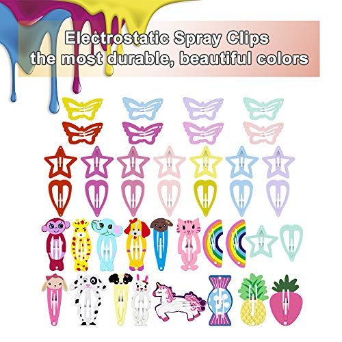ECADY 100pcs Colorful Metal Snap Hair Clips for Girls, Toddlers, Kids - 2 Inch Multi-Colored Barrette Set - görsel 9