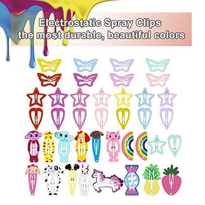 ECADY 100pcs Colorful Metal Snap Hair Clips for Girls, Toddlers, Kids - 2 Inch Multi-Colored Barrette Set