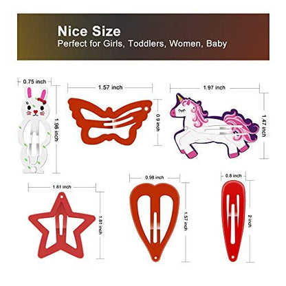 ECADY 100pcs Colorful Metal Snap Hair Clips for Girls, Toddlers, Kids - 2 Inch Multi-Colored Barrette Set