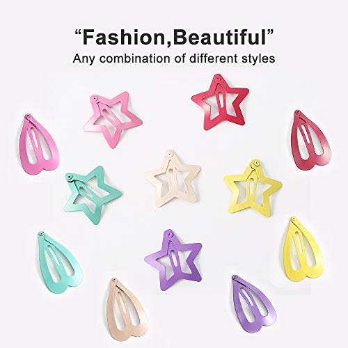 ECADY 100pcs Colorful Metal Snap Hair Clips for Girls, Toddlers, Kids - 2 Inch Multi-Colored Barrette Set - görsel 5