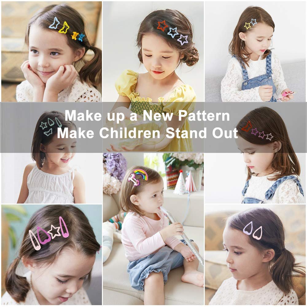 ECADY 100pcs Colorful Metal Snap Hair Clips for Girls, Toddlers, Kids - 2 Inch Multi-Colored Barrette Set - görsel 4