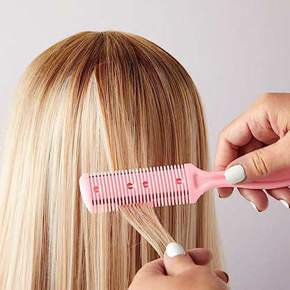 Glamlily Hair Thinning Razor Comb Set - Split End Trimmer - Effortless Thinning Comb - Pack of 4 (7.1 x 1.2 in, Assorted Colors)