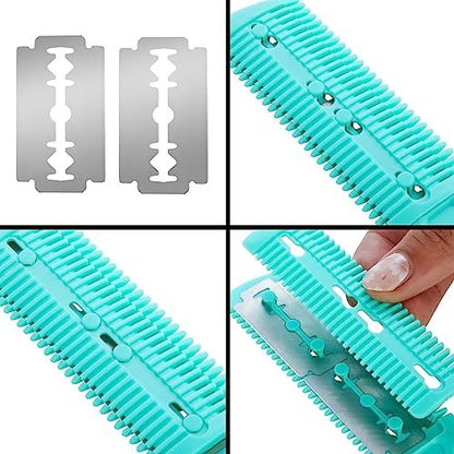 Glamlily Hair Thinning Razor Comb Set - Split End Trimmer - Effortless Thinning Comb - Pack of 4 (7.1 x 1.2 in, Assorted Colors)
