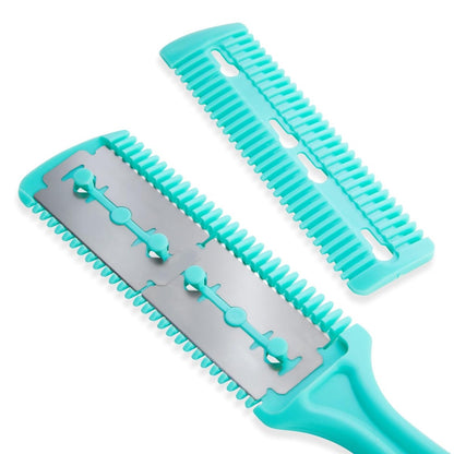 Glamlily Hair Thinning Razor Comb Set - Split End Trimmer - Effortless Thinning Comb - Pack of 4 (7.1 x 1.2 in, Assorted Colors)
