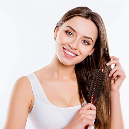 Boao 3-Piece Boar Bristle Round Hair Brush Set – Natural Wood Handle Brushes for Drying, Styling & Curling (10, 12, 14 Rows) Avelisse