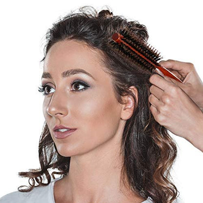 Boao 3-Piece Boar Bristle Round Hair Brush Set – Natural Wood Handle Brushes for Drying, Styling & Curling (10, 12, 14 Rows) Avelisse