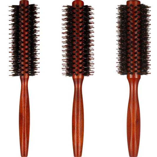 Boao 3-Piece Boar Bristle Round Hair Brush Set – Natural Wood Handle Brushes for Drying, Styling & Curling (10, 12, 14 Rows) Avelisse