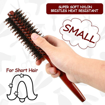 Boao 3-Piece Boar Bristle Round Hair Brush Set – Natural Wood Handle Brushes for Drying, Styling & Curling (10, 12, 14 Rows) Avelisse