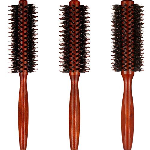 Boao 3-Piece Boar Bristle Round Hair Brush Set – Natural Wood Handle Brushes for Drying, Styling & Curling (10, 12, 14 Rows) Avelisse