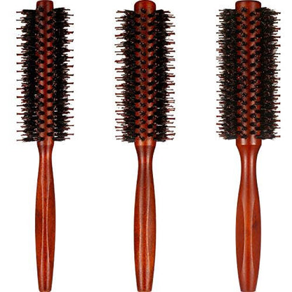 Boao 3-Piece Boar Bristle Round Hair Brush Set – Natural Wood Handle Brushes for Drying, Styling & Curling (10, 12, 14 Rows) Avelisse
