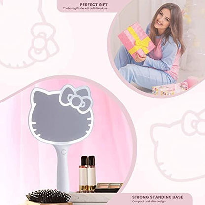 Hello Kitty LED Handheld Mirror by Impressions Vanity – Adjustable Brightness Makeup Mirror with Standing Base Avelisse