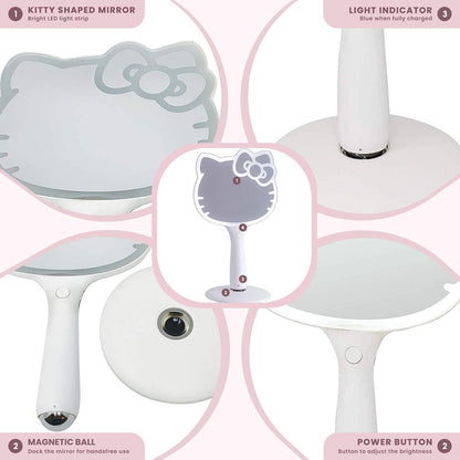 Hello Kitty LED Handheld Mirror by Impressions Vanity – Adjustable Brightness Makeup Mirror with Standing Base Avelisse