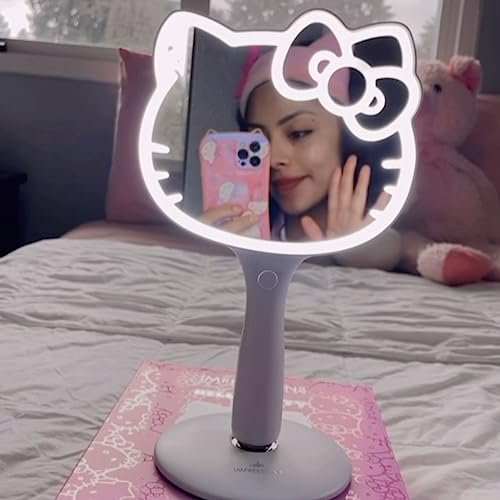 Hello Kitty LED Handheld Mirror by Impressions Vanity – Adjustable Brightness Makeup Mirror with Standing Base Avelisse