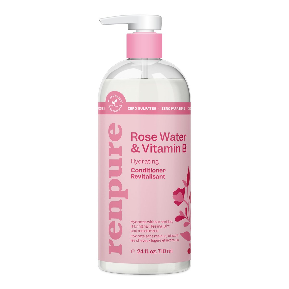 Renpure Rose Water Conditioner – Plant Based Beauty, Soothes Scalp, Hydrates & Nourishes Hair, 24 oz - görsel 1
