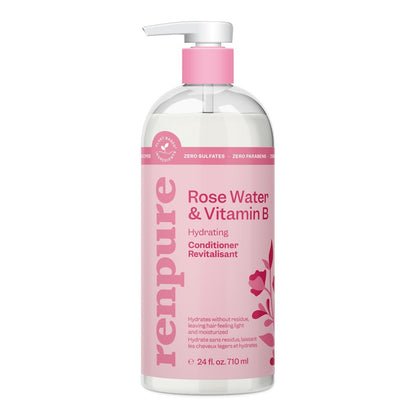 Renpure Rose Water Conditioner – Plant Based Beauty, Soothes Scalp, Hydrates & Nourishes Hair, 24 oz