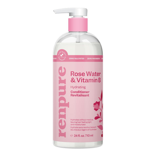 Renpure Rose Water Conditioner – Plant Based Beauty, Soothes Scalp, Hydrates & Nourishes Hair, 24 oz
