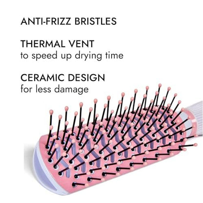 Ion Smoothing Thermal Vent Brush - Ceramic Hair Brush for Blow Drying, Multi-Colored