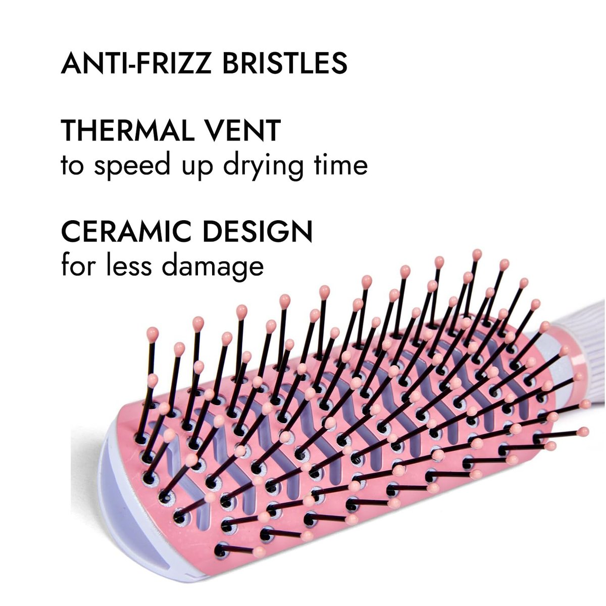 Ion Smoothing Thermal Vent Brush - Ceramic Hair Brush for Blow Drying, Multi-Colored - görsel 5
