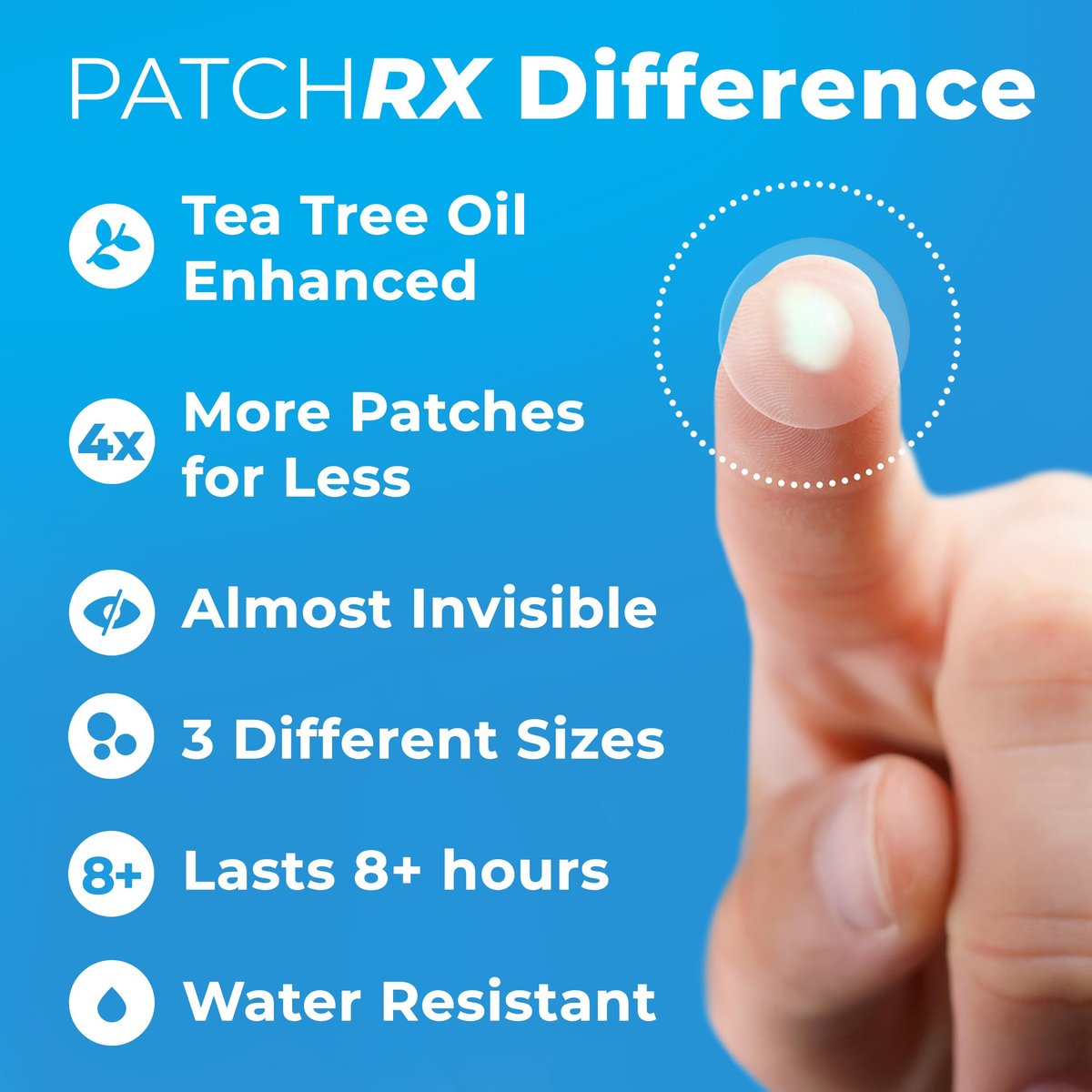 PatchRx Pimple Patches for Face (120 Patches) - Hydrocolloid Acne Patches with Tea Tree Oil, Acne Dots, Zit Stickers - görsel 7