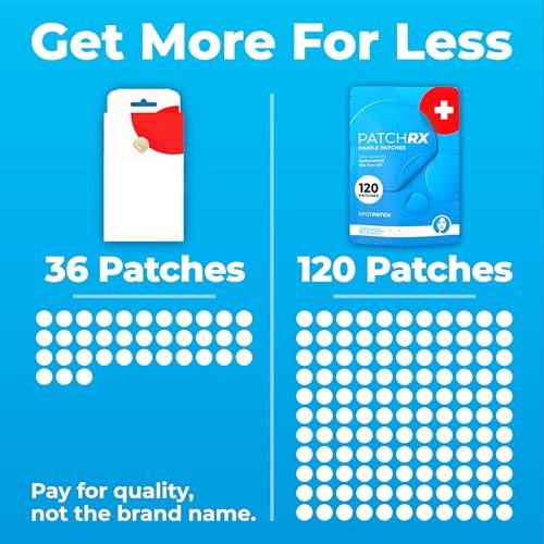 PatchRx Pimple Patches for Face (120 Patches) - Hydrocolloid Acne Patches with Tea Tree Oil, Acne Dots, Zit Stickers - görsel 10