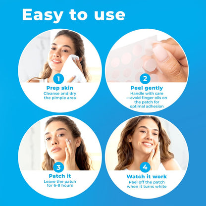 PatchRx Pimple Patches for Face (120 Patches) - Hydrocolloid Acne Patches with Tea Tree Oil, Acne Dots, Zit Stickers