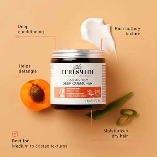 Curlsmith Double Cream Deep Quencher - Deep Conditioning Mask for Curls, Hydrating & Detangling, For All Curl Types, Vegan & Cruelty Free (8 oz) Avelisse