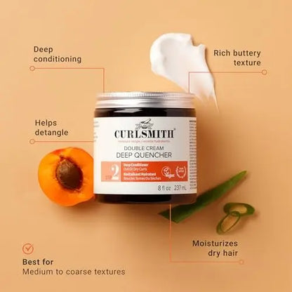 Curlsmith Double Cream Deep Quencher - Deep Conditioning Mask for Curls, Hydrating & Detangling, For All Curl Types, Vegan & Cruelty Free (8 oz) Avelisse