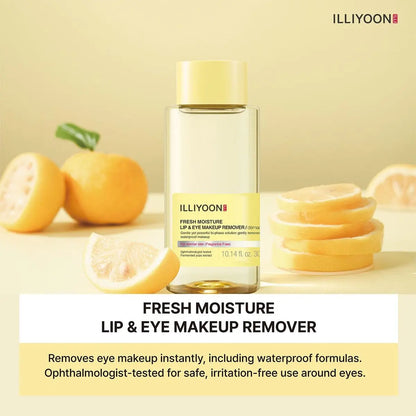 Illiyoon Fresh Moisture Lip and Eye Makeup Remover - Gentle Waterproof Makeup Remover, Non-Greasy with Fermented Yuzu Extract, 10.14 Fl Oz Avelisse